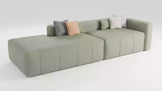 Sofa in green tones in Italian minimalist style
