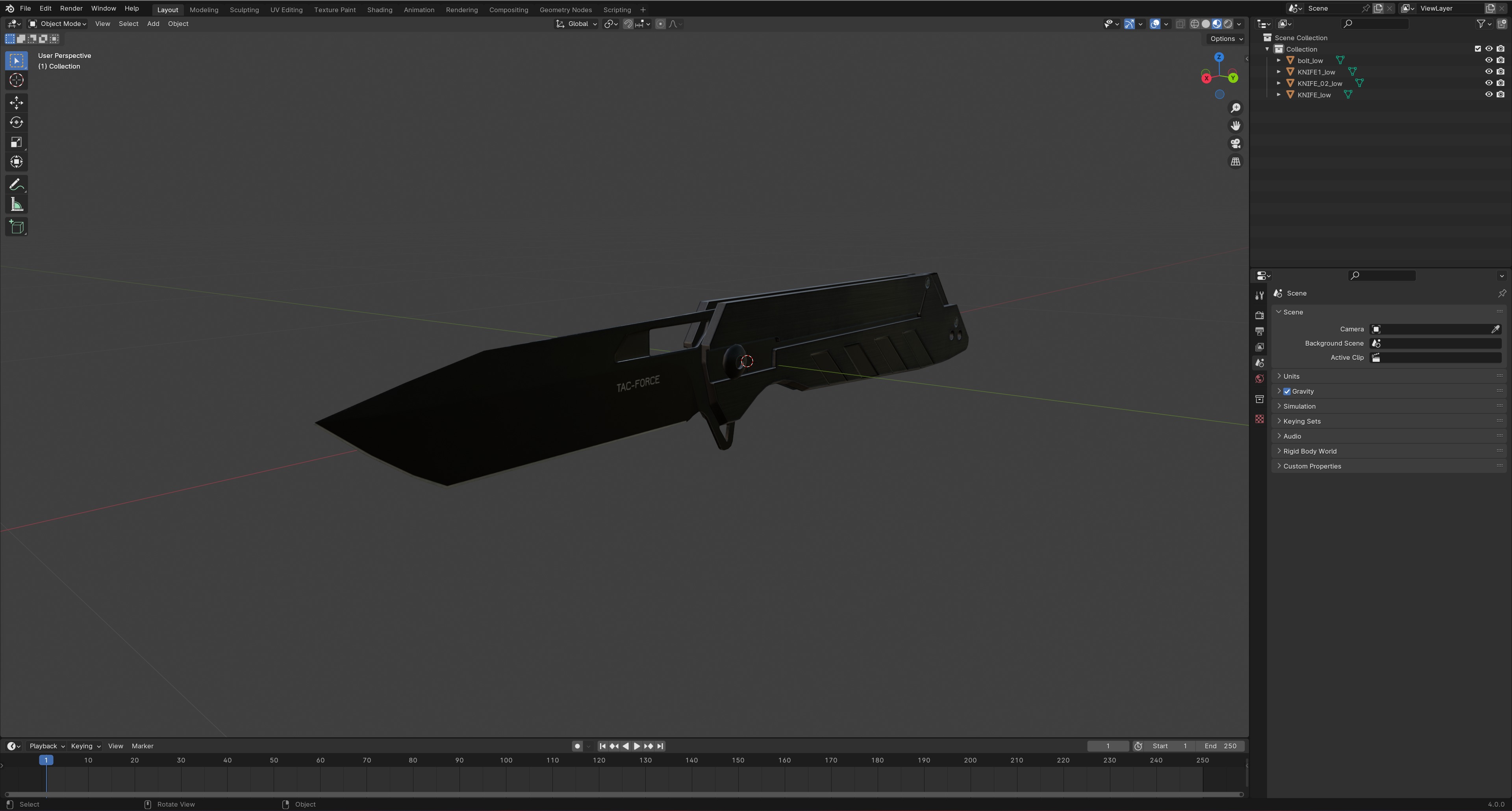 Hunter knife Low-poly 3D model_13
