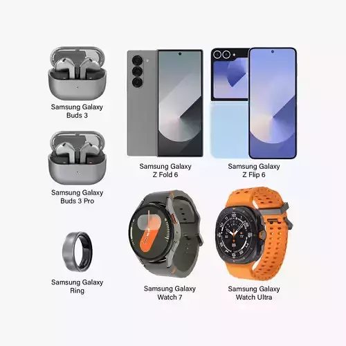 Samsung Galaxy Z Flip 6 And Fold 6 And Watch 7 And Buds 3 3D model