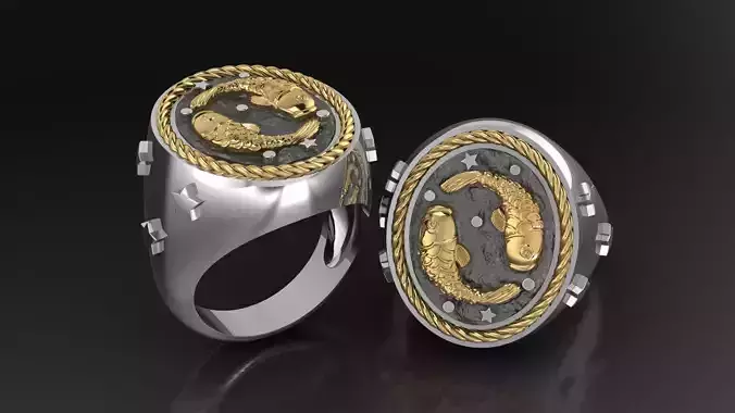 Zodiac Ring Pisces 3D print model