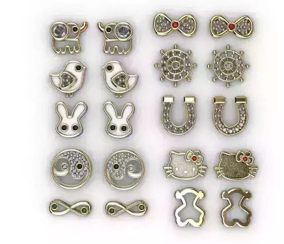 Aretes -Topitos para dama paquete de 10 -v- 3D print model