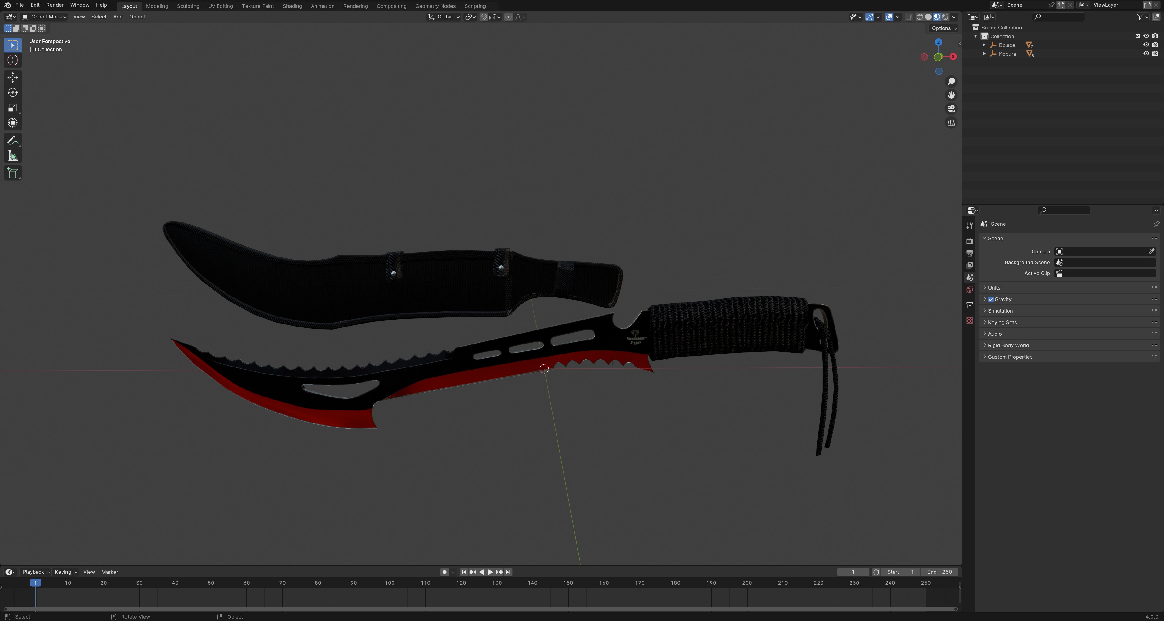 Snake Eye Tactical Fantasy Sword Low-poly 3D model_26