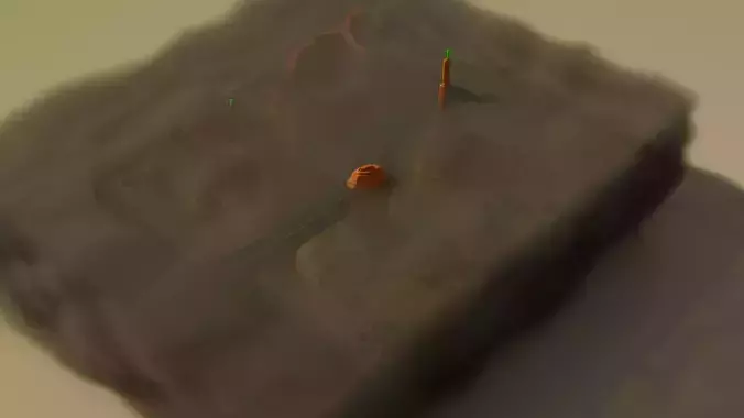 Low poly road in orange desert