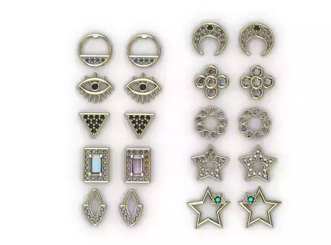 Aretes -Topitos para dama paquete de 10 -v-