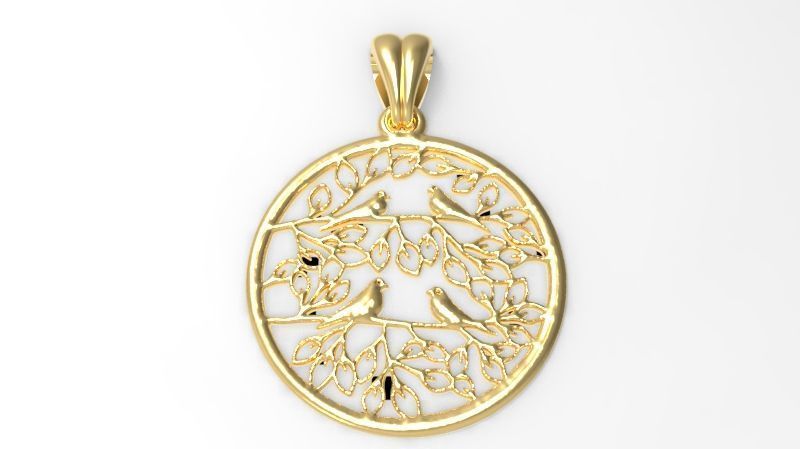 Peaceful Doves with Tree of Life Charm Pendant Necklace Jewelry  3D print model_9