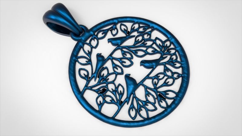 Peaceful Doves with Tree of Life Charm Pendant Necklace Jewelry  3D print model_22