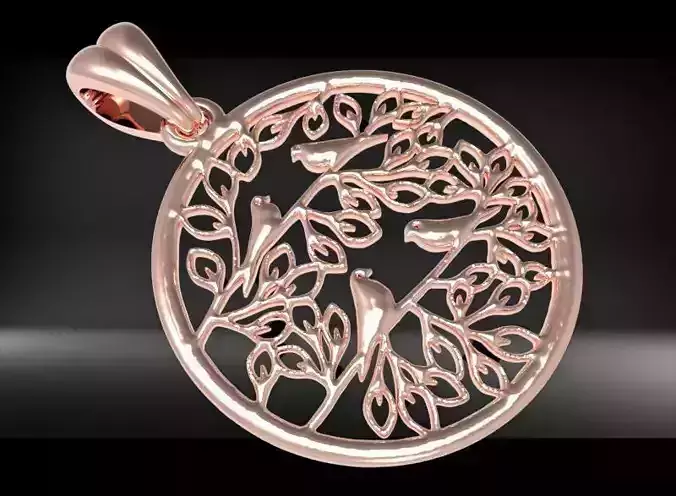 Peaceful Doves with Tree of Life Charm Pendant Necklace Jewelry  3D print model