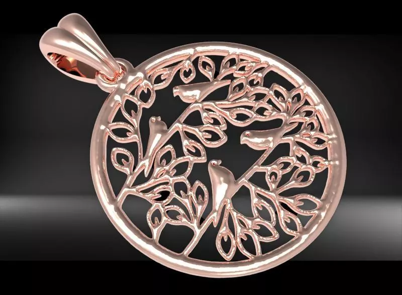 Peaceful Doves with Tree of Life Charm Pendant Necklace Jewelry  3D print model_0