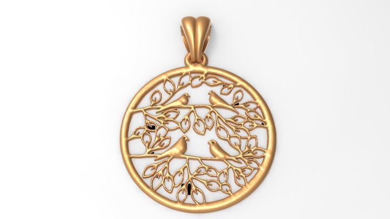 Peaceful Doves with Tree of Life Charm Pendant Necklace Jewelry  3D print model_10