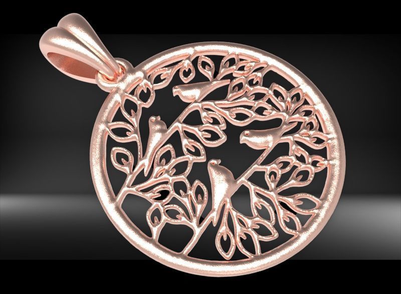 Peaceful Doves with Tree of Life Charm Pendant Necklace Jewelry  3D print model_20