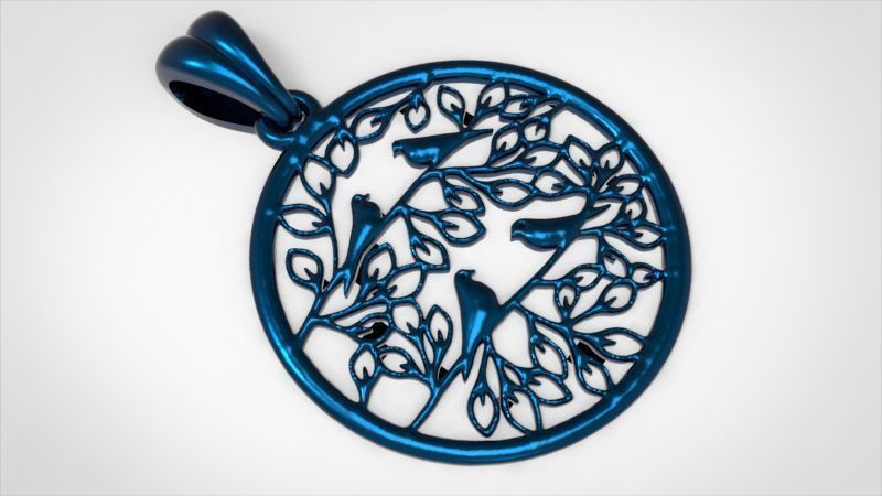 Peaceful Doves with Tree of Life Charm Pendant Necklace Jewelry  3D print model_21