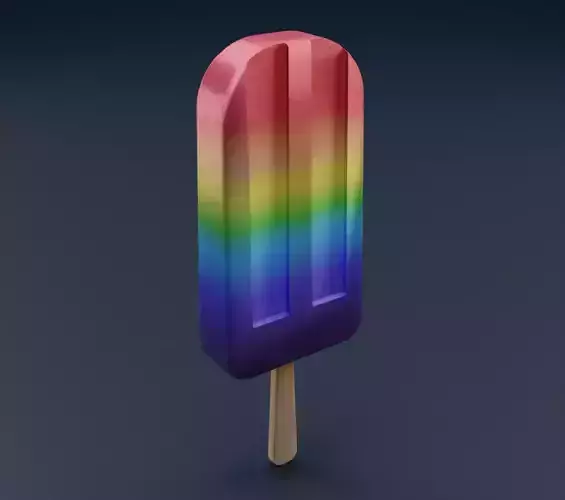 Rainbow ice cream on stick 3D model 3D model