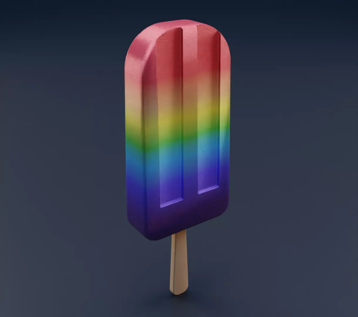 Rainbow ice cream on stick 3D model 3D model_0