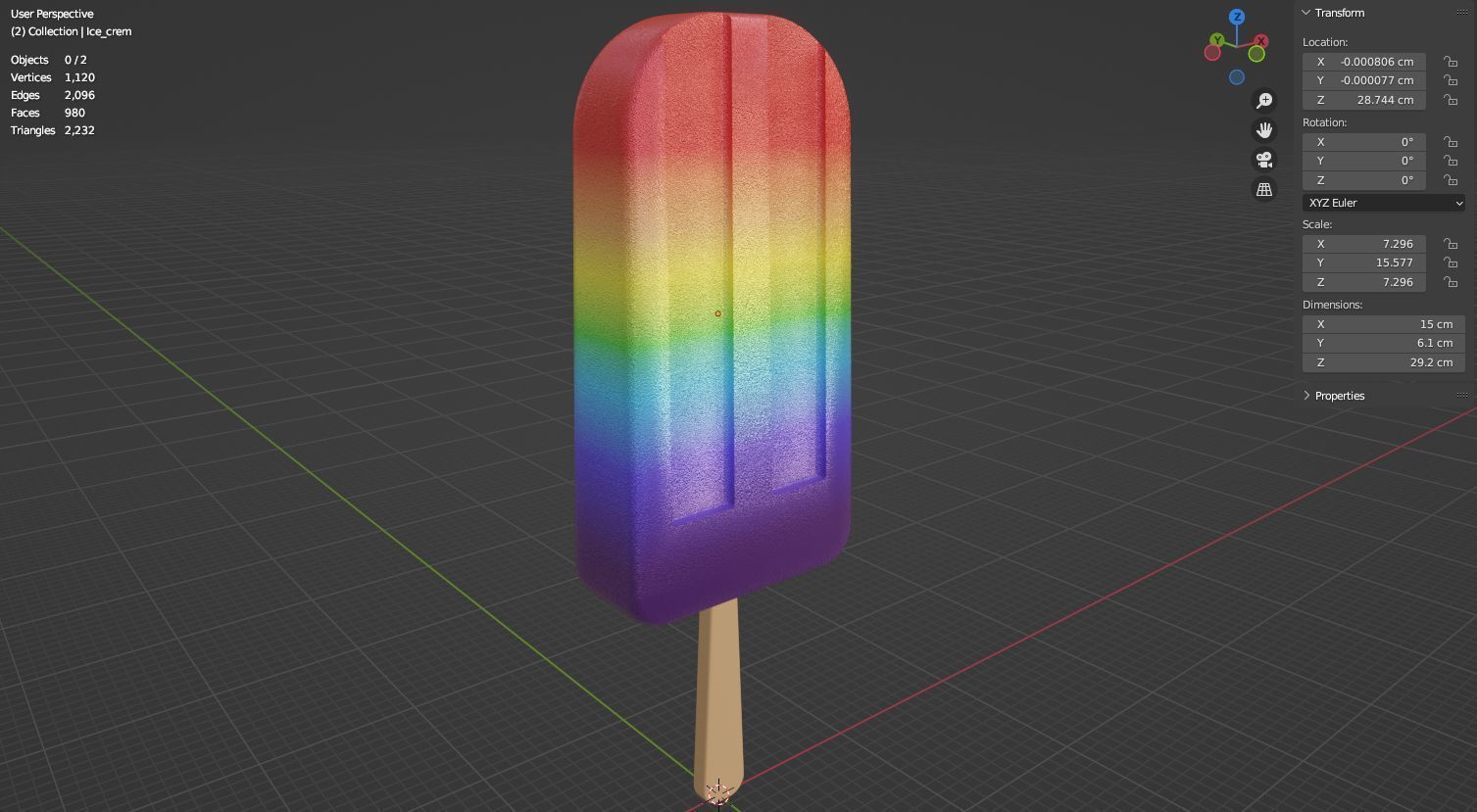 Rainbow ice cream on stick 3D model 3D model_6