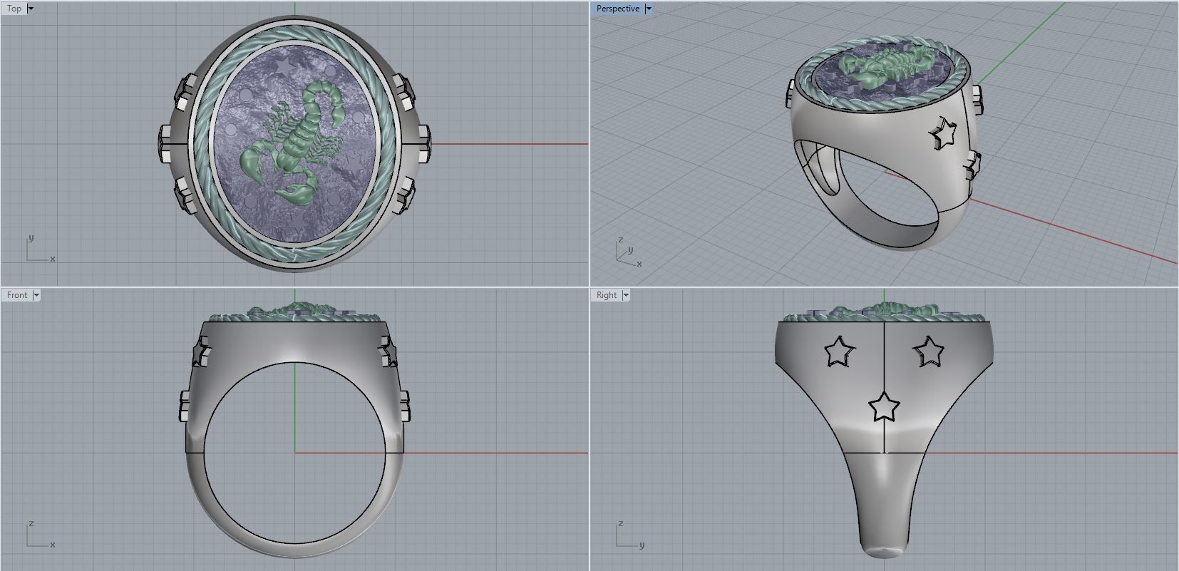 Zodiac Ring Scorpio 3D print model_6