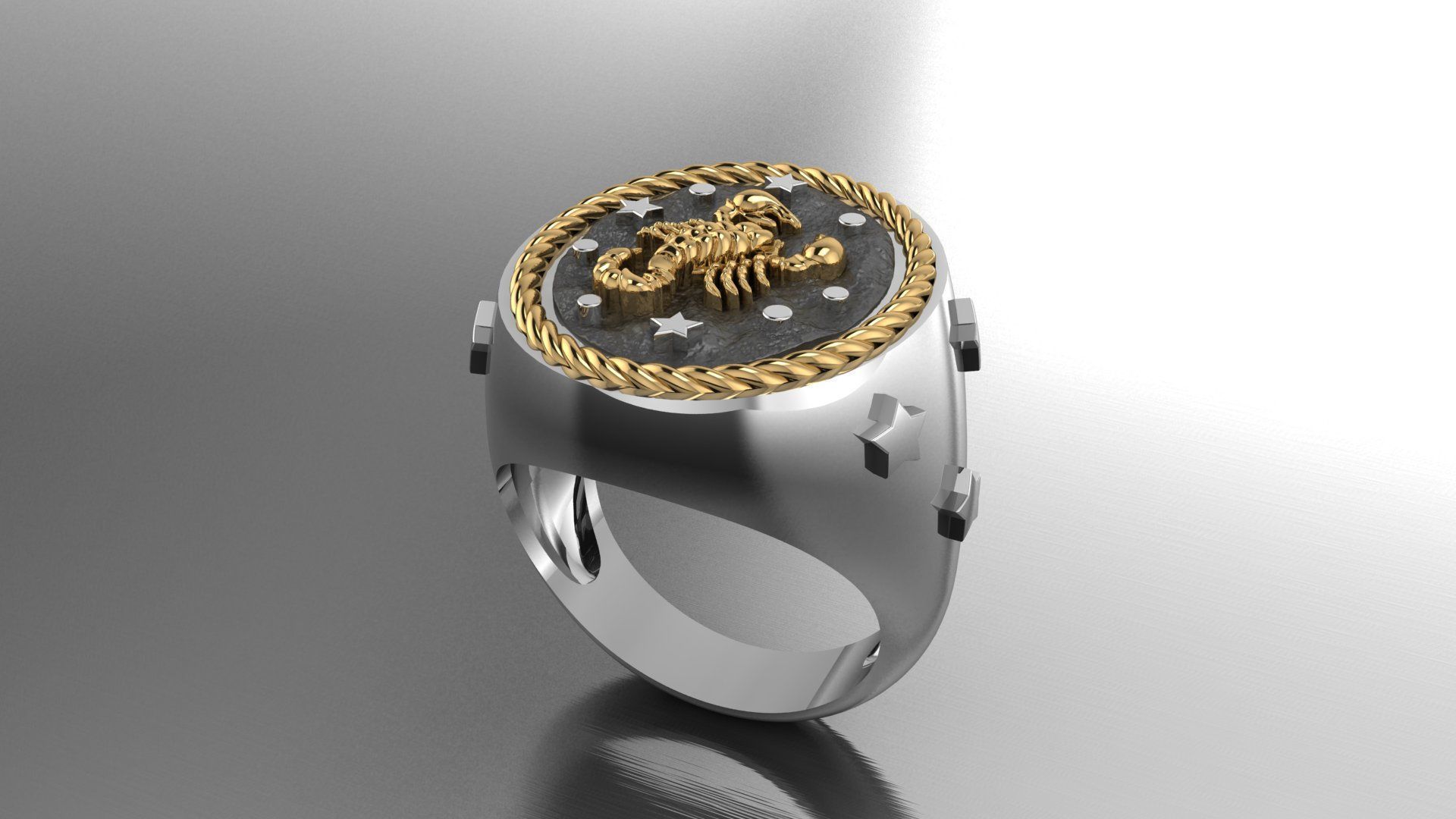 Zodiac Ring Scorpio 3D print model_3