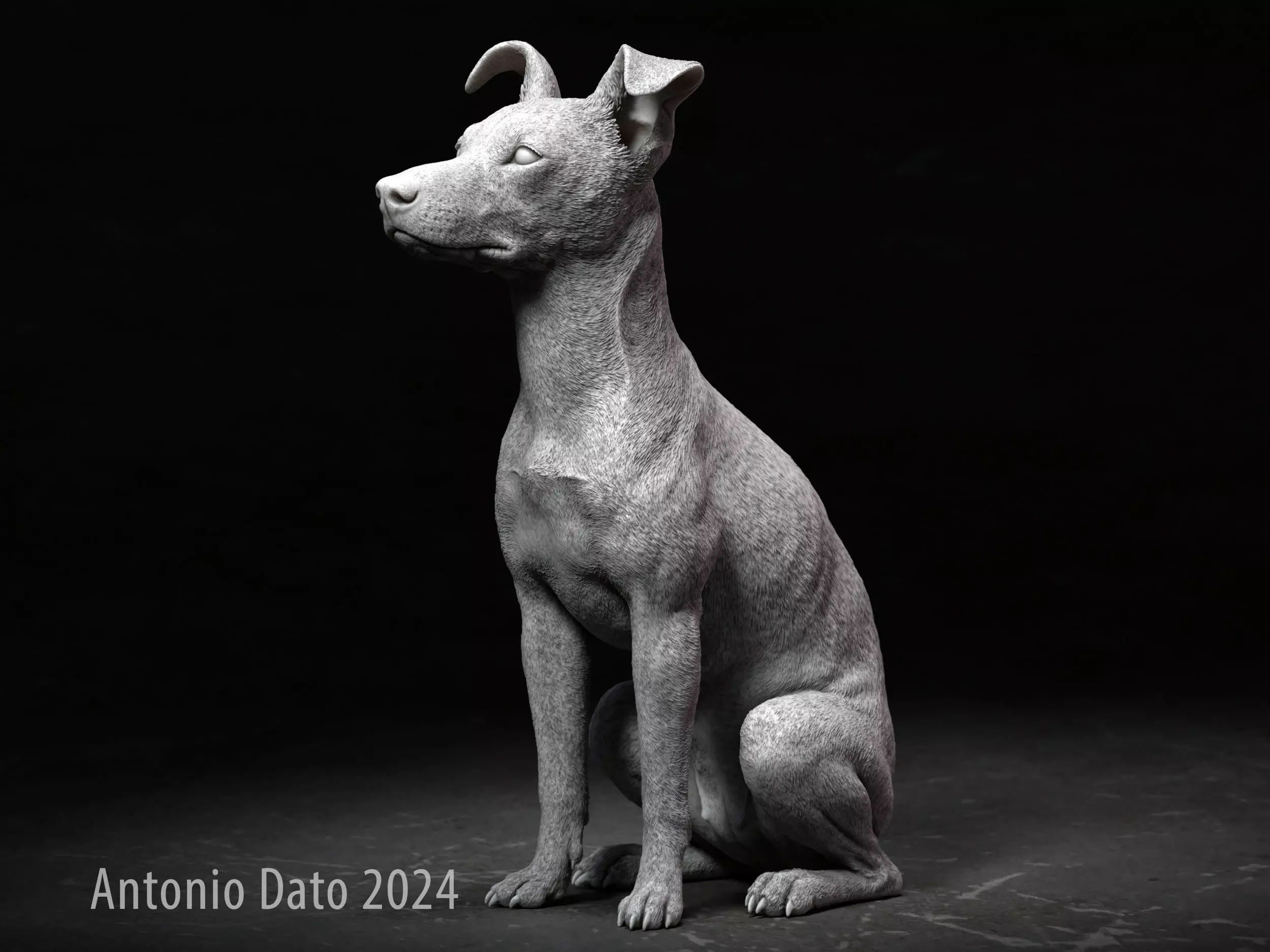 Ratonero Bodeguero Andaluz Young Female Dog Sitting 3D print model