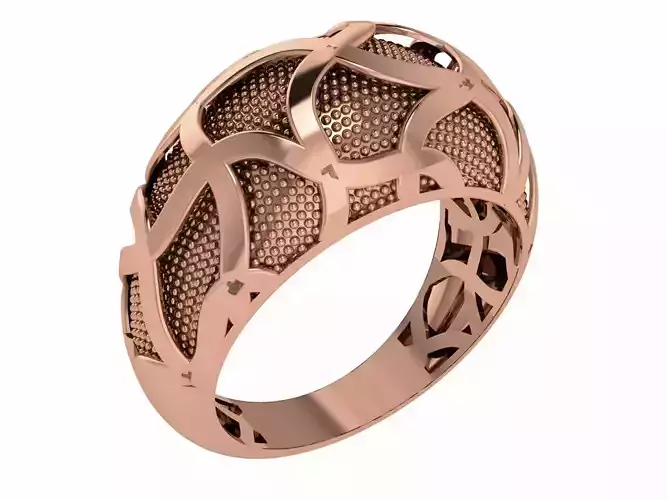 Wire Mesh Beads Plain gold ring