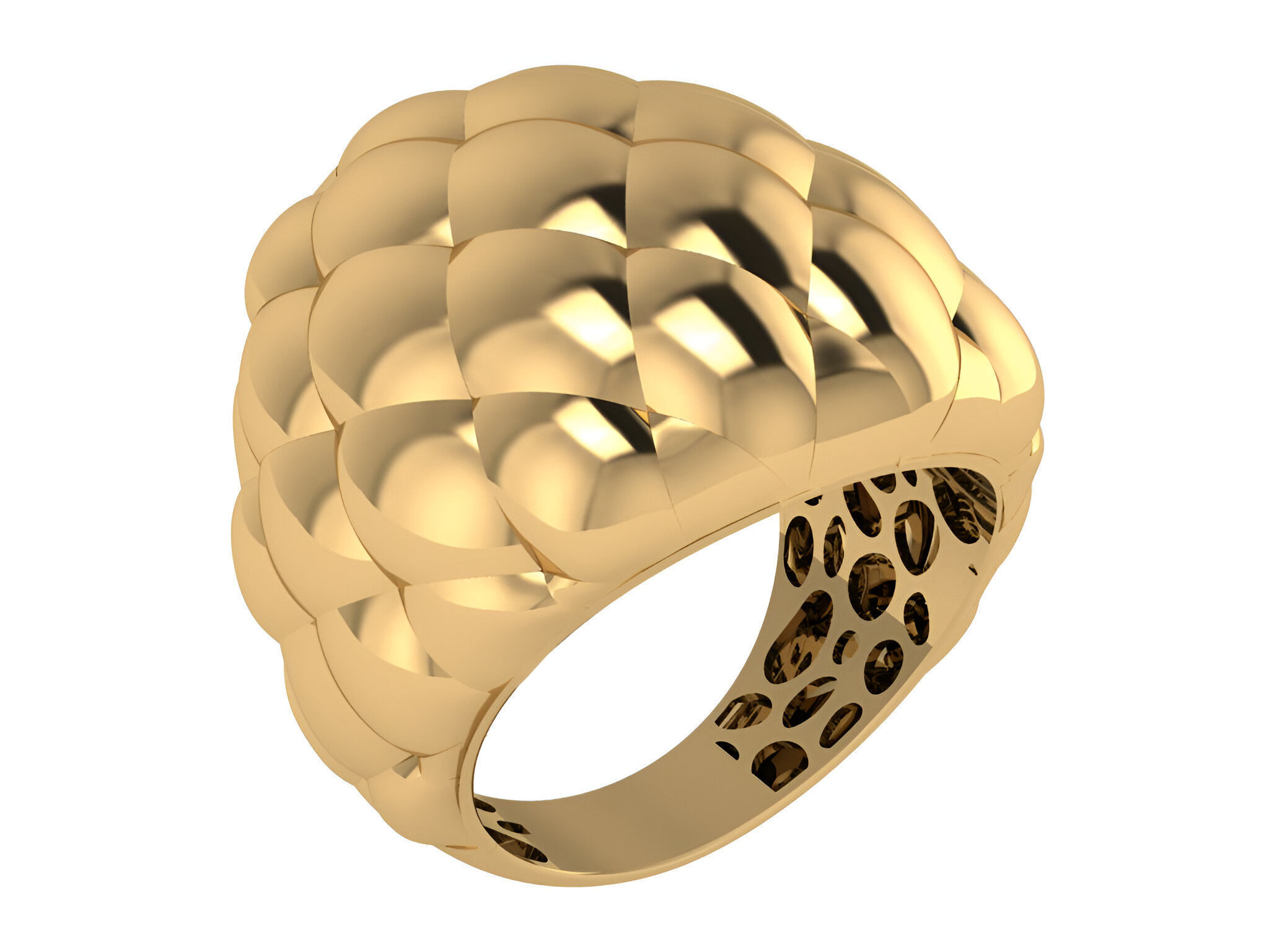 Small Dome Plain gold ring 3D print model_1