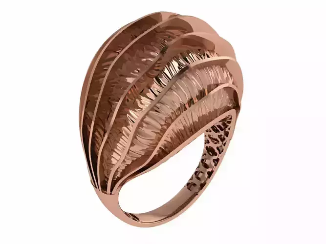 Large Wave Plain gold ring