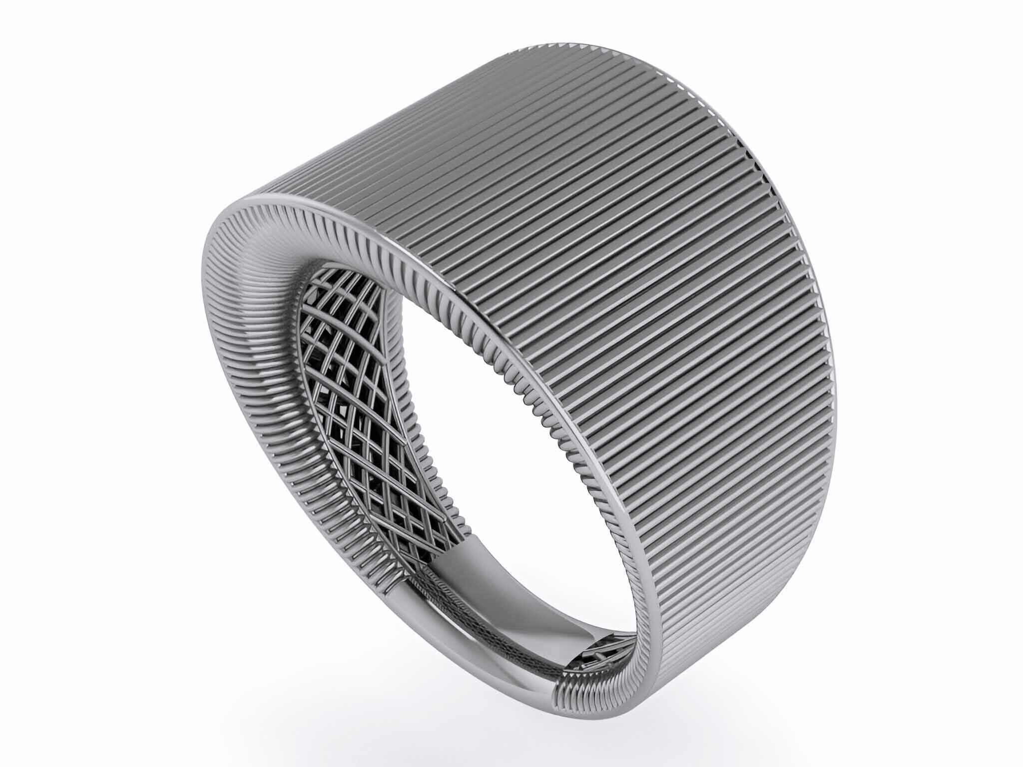 Grooves Wire Mesh Plain gold ring 3D print model_2