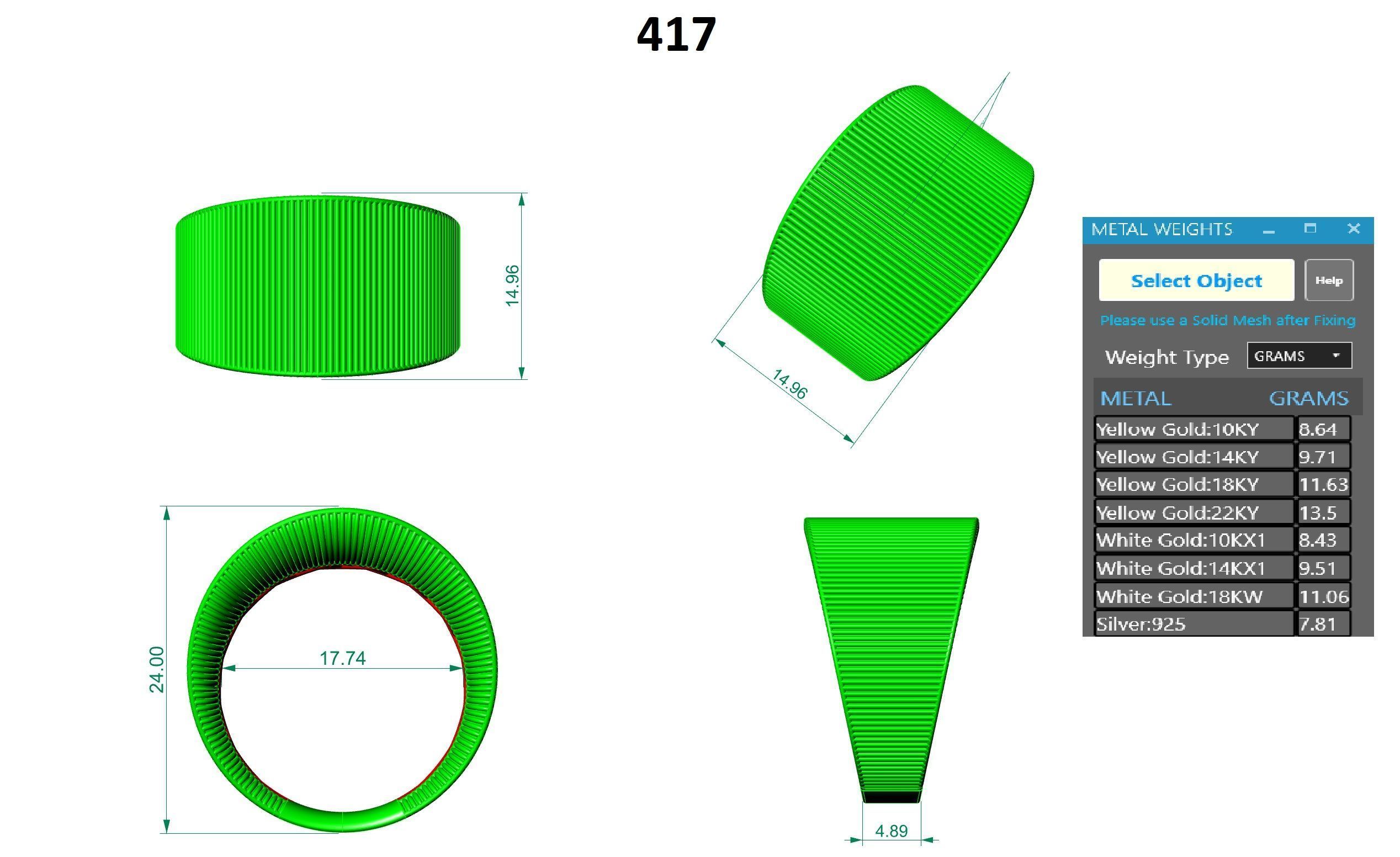 Grooves Wire Mesh Plain gold ring 3D print model_3