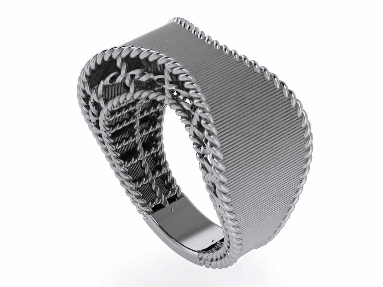 Grooves Woven Wire Mesh Plain gold ring 3D print model_1