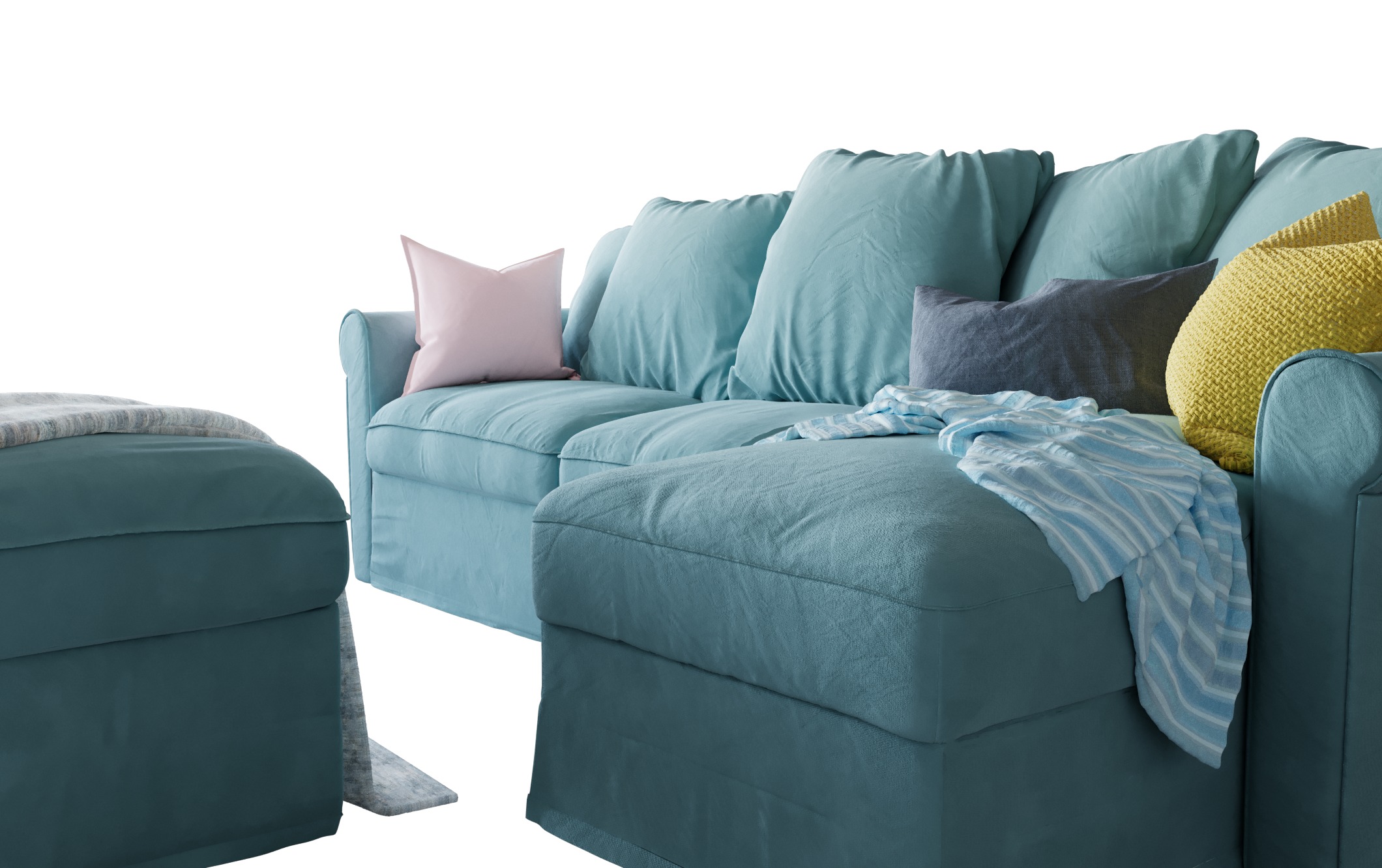 Green Scandinavian Sofa by IKEA 3D model_2