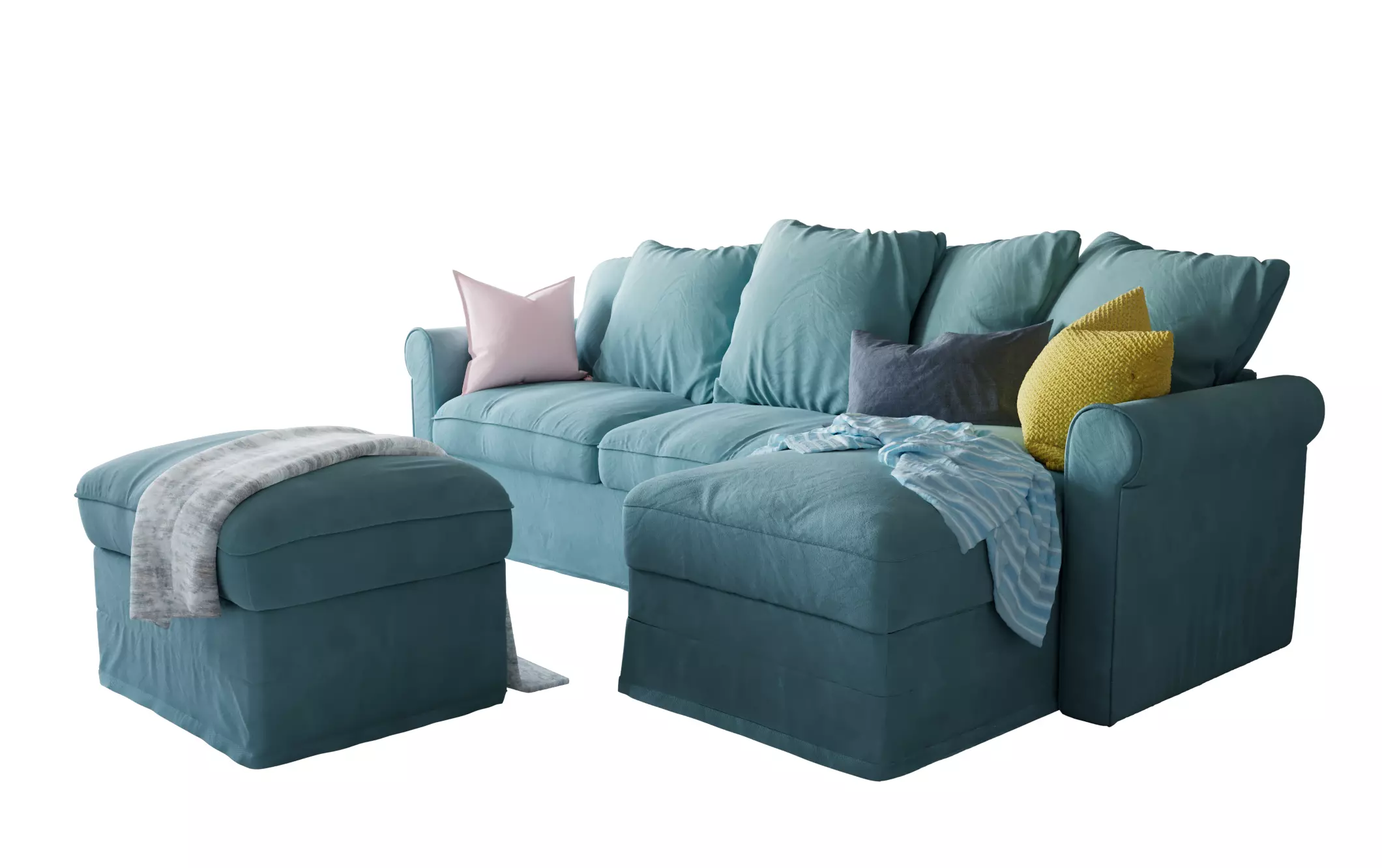 Green Scandinavian Sofa by IKEA 3D model_0