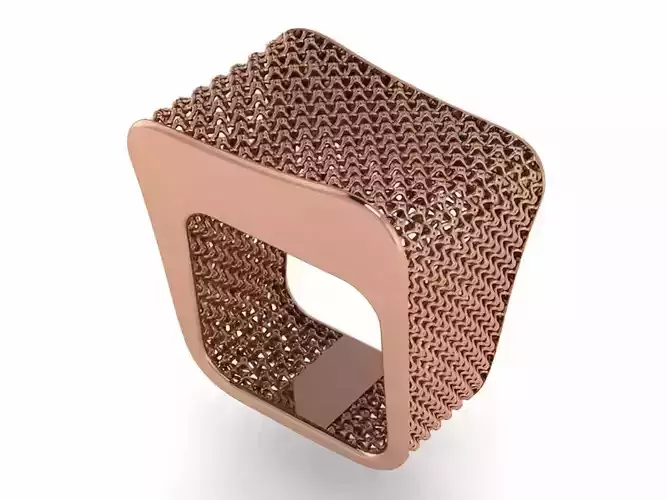 Woven Wire Mesh Plain gold ring 3D print model