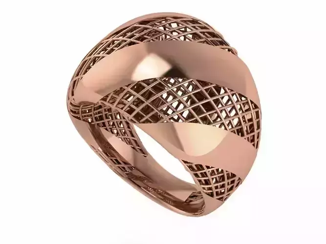 Woven Wire Mesh Plain gold ring 3D print model