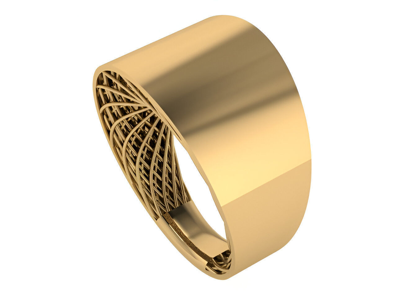 Thick Plain gold ring 3D print model_2