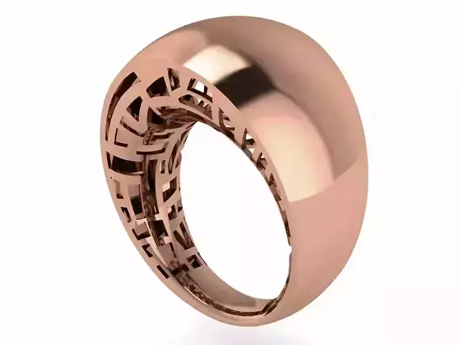 Wire Mesh Thick Plain gold ring