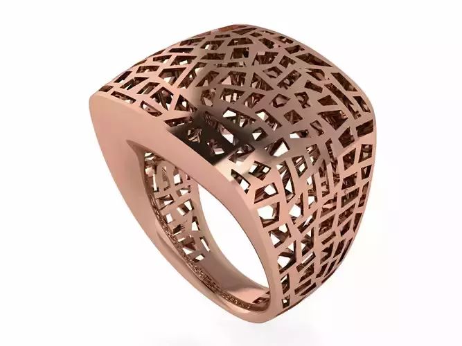 Woven Wire Mesh Plain gold ring 3D print model