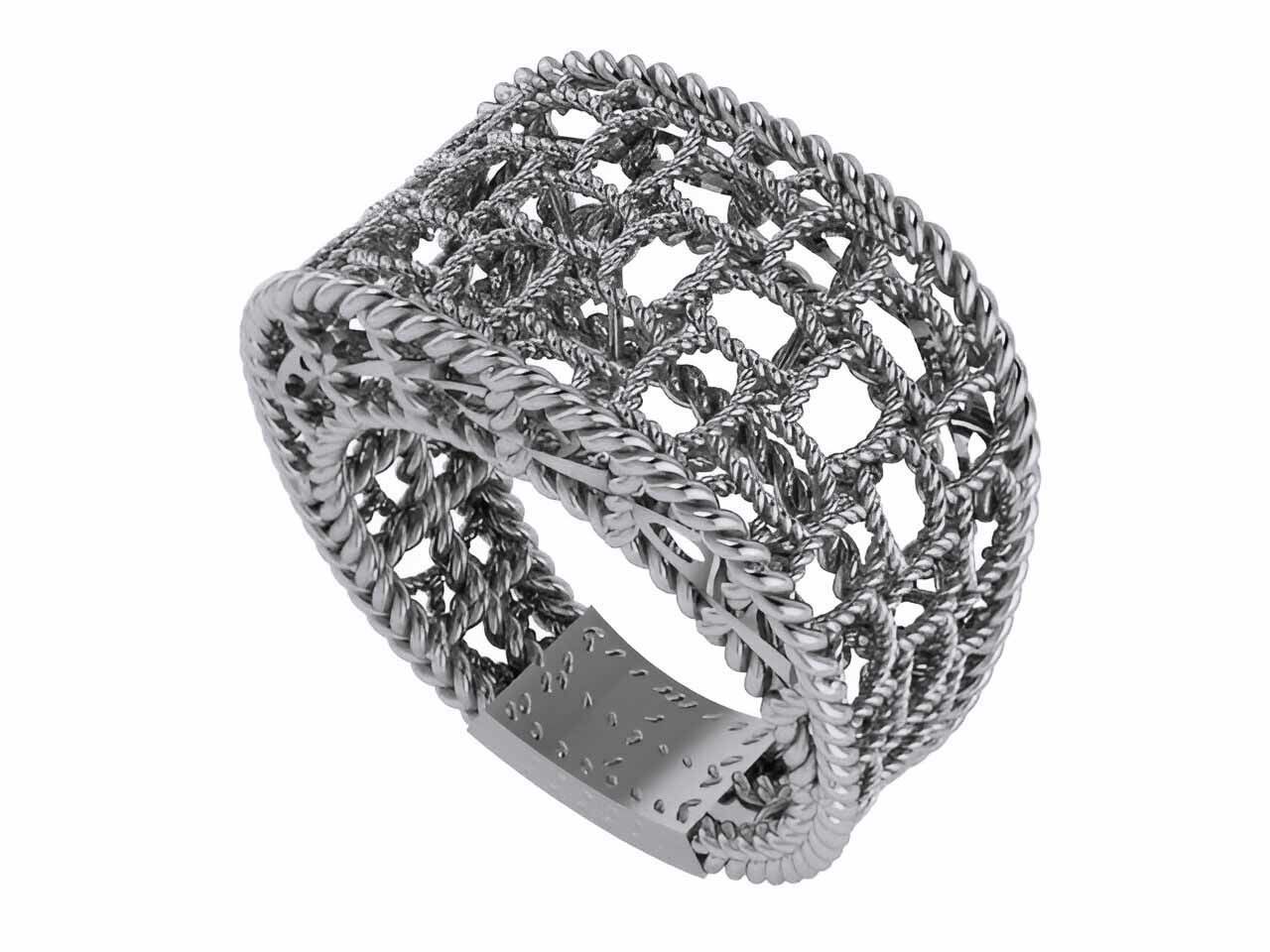 Woven Wire Mesh Plain gold ring 3D print model_1