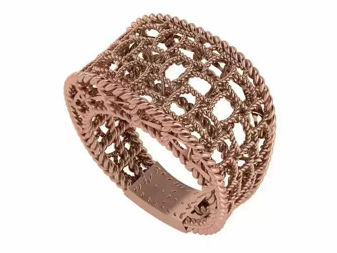 Woven Wire Mesh Plain gold ring 3D print model
