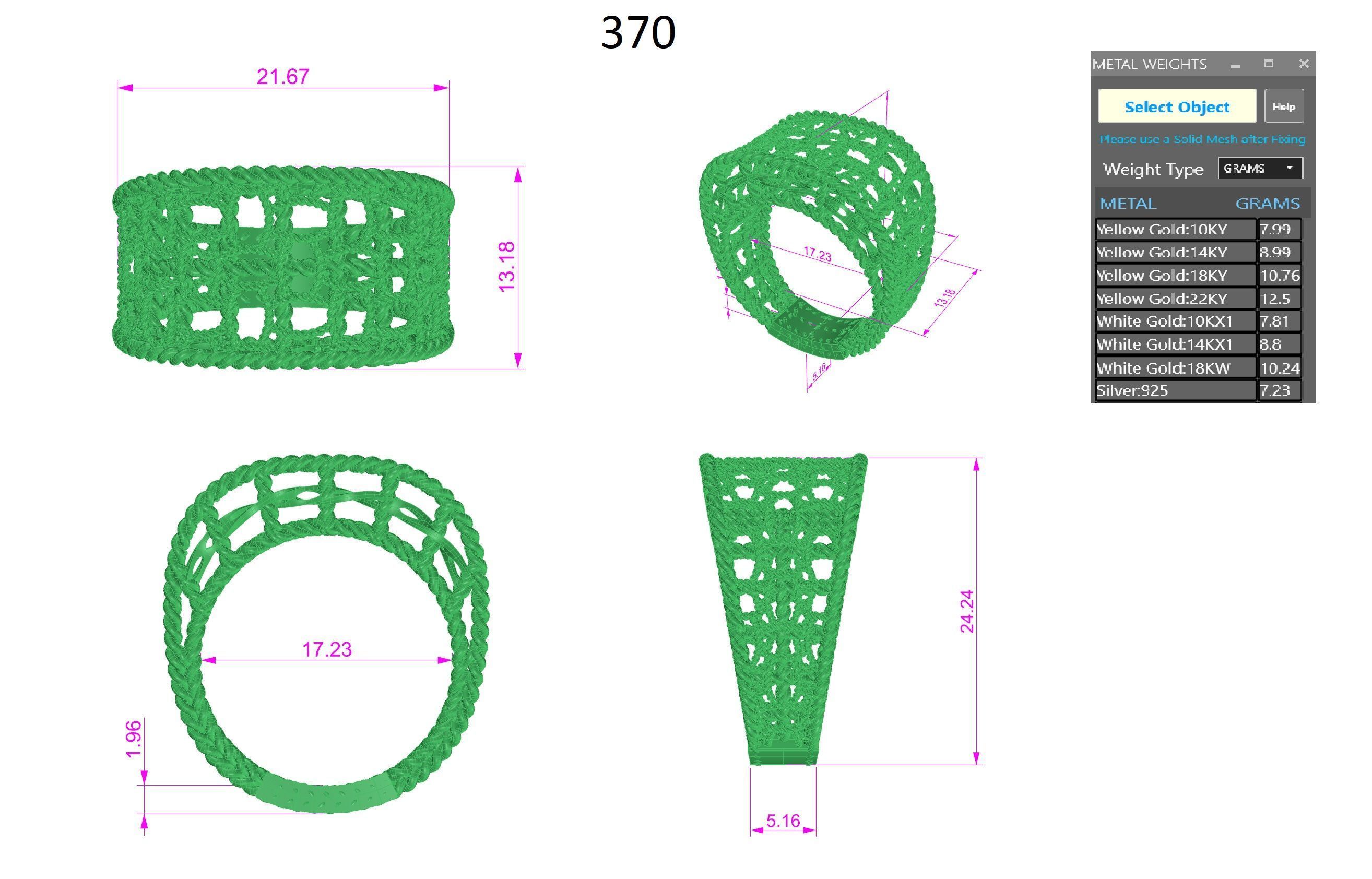 Woven Wire Mesh Plain gold ring 3D print model_3