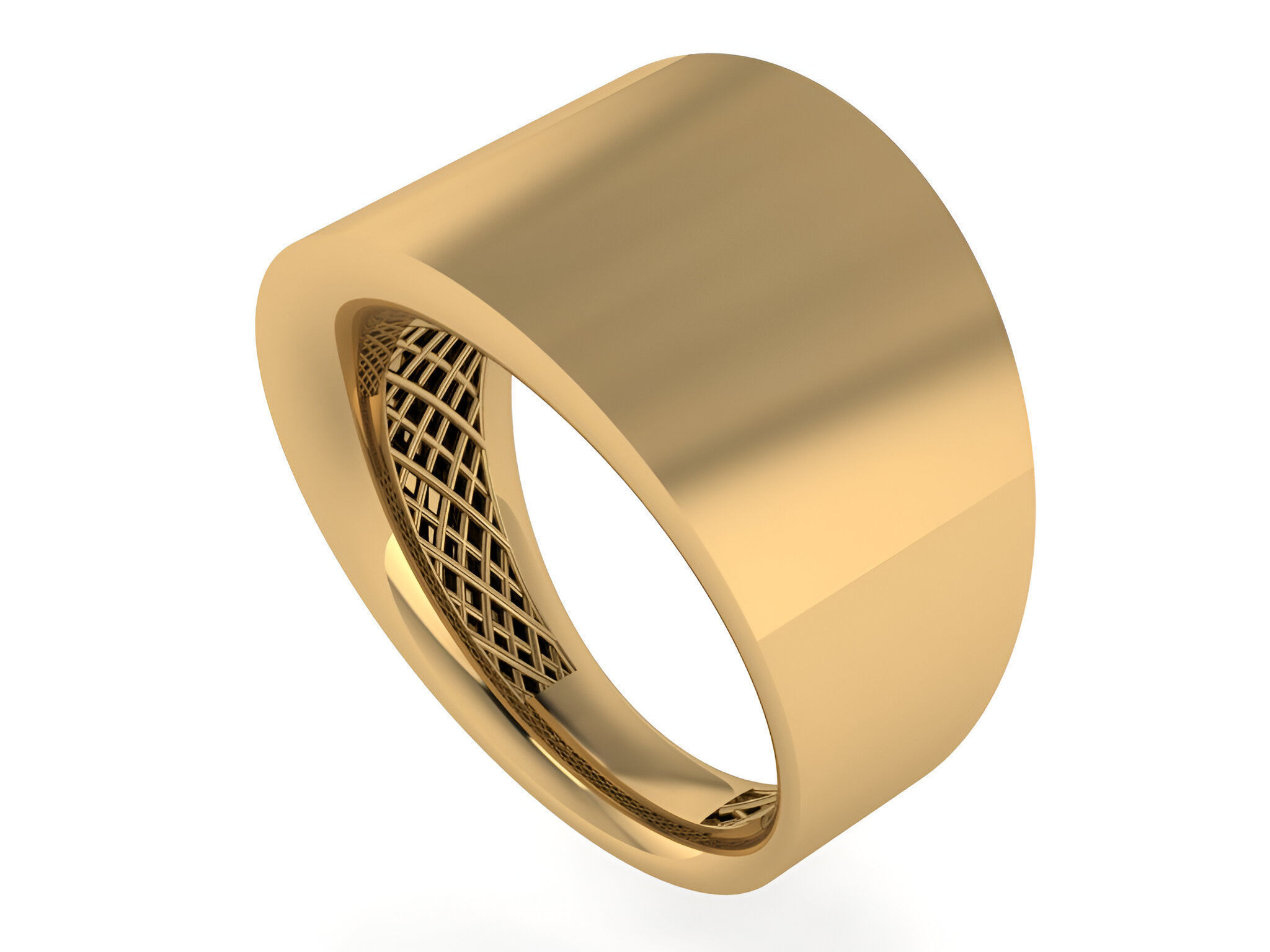 Thick Plain gold ring 3D print model_2