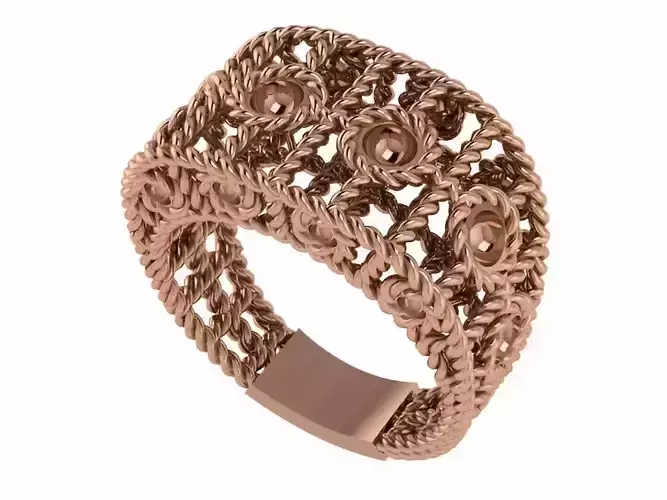Woven Wire Mesh Plain gold ring 3D print model