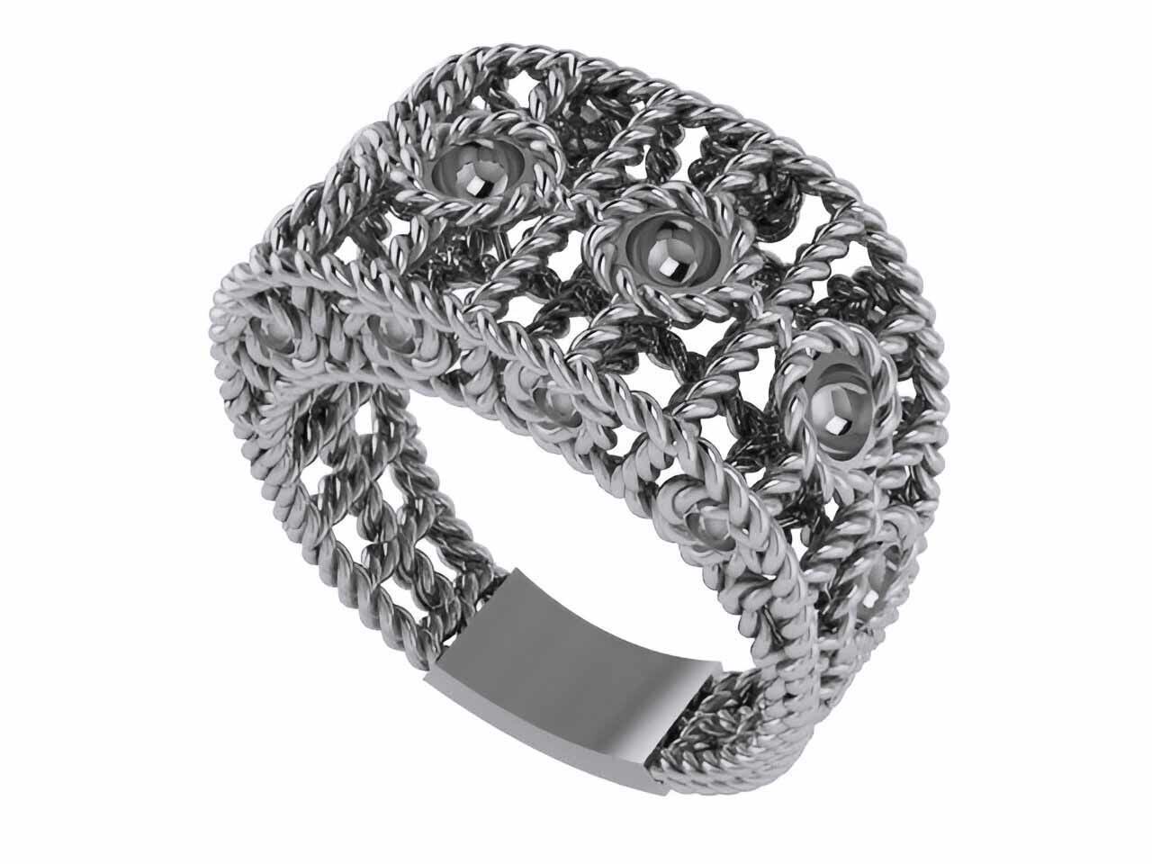 Woven Wire Mesh Plain gold ring 3D print model_2