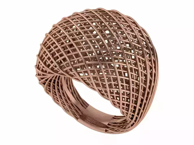 Woven Wire Mesh Plain gold ring 3D print model Woven Wire Mesh Plain gold ring 3D print model