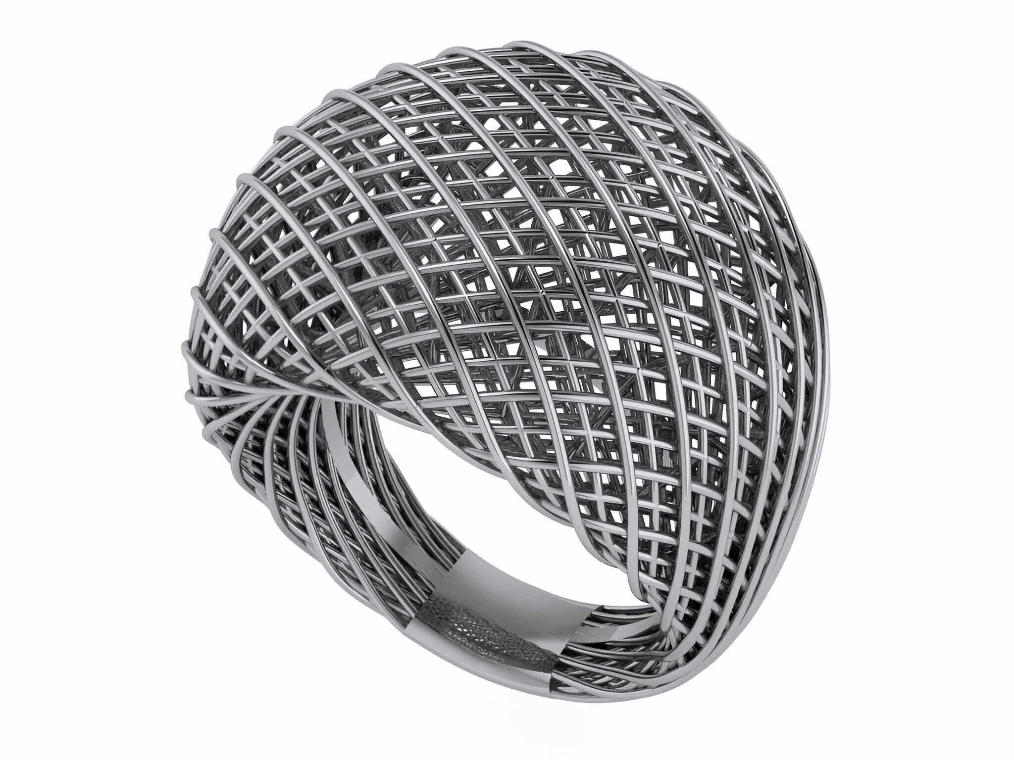Woven Wire Mesh Plain gold ring 3D print model_2