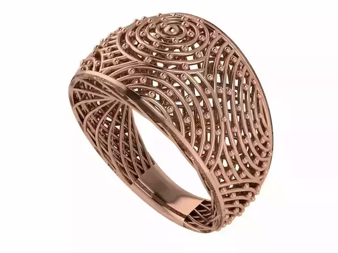 Circular Woven Wire Mesh Beads Balls Plain gold ring 3D print model