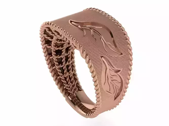 Leaves Wire Mesh Plain gold ring