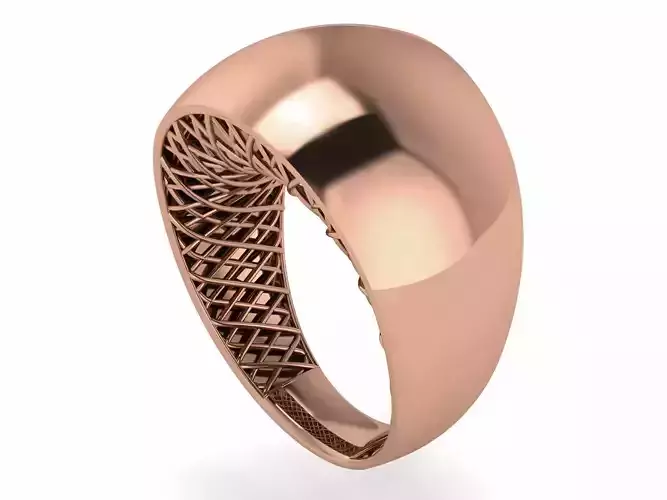 Wire Mesh Thick Plain gold ring