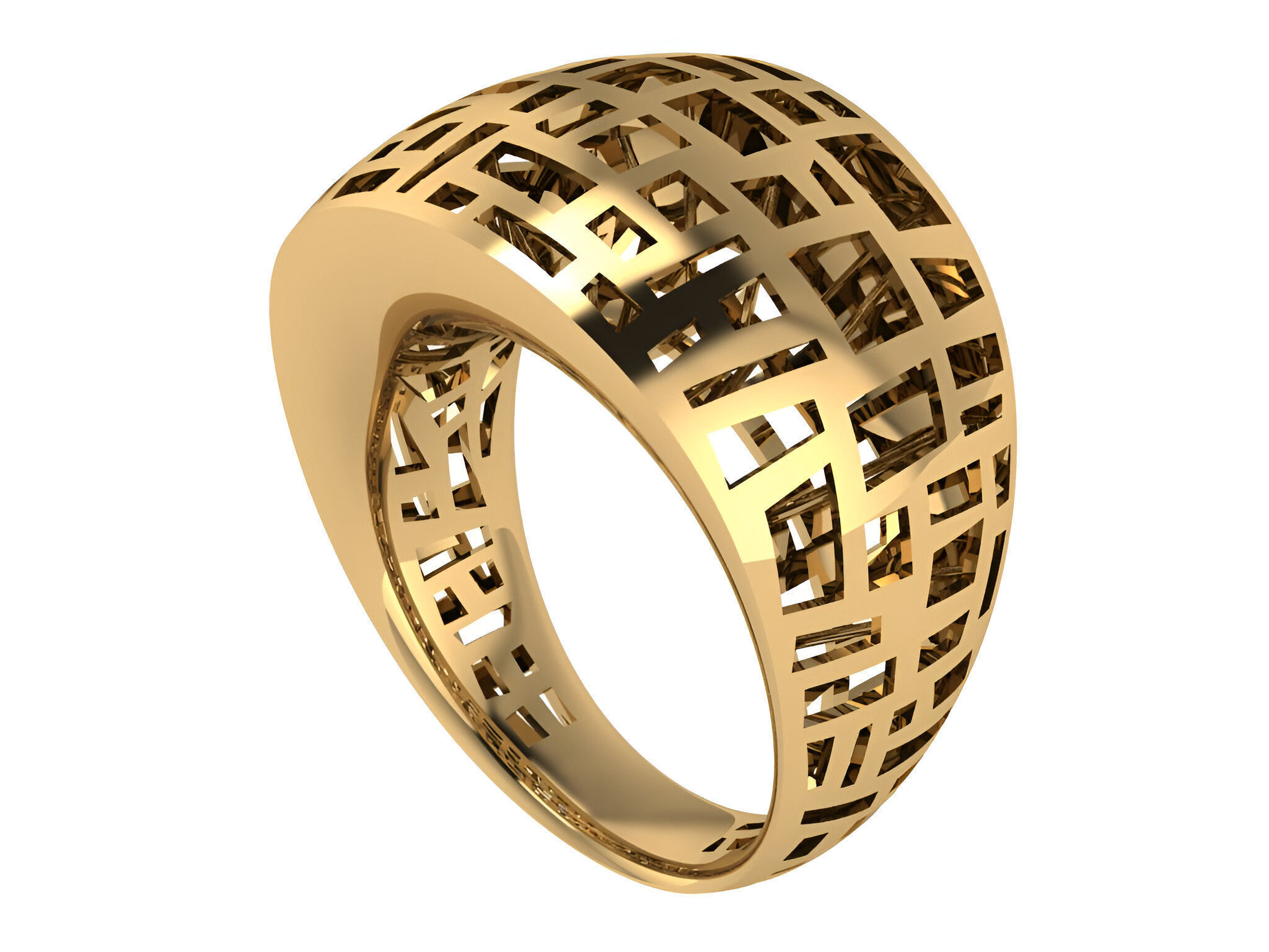 Woven Wire Mesh Plain gold ring 3D print model_2