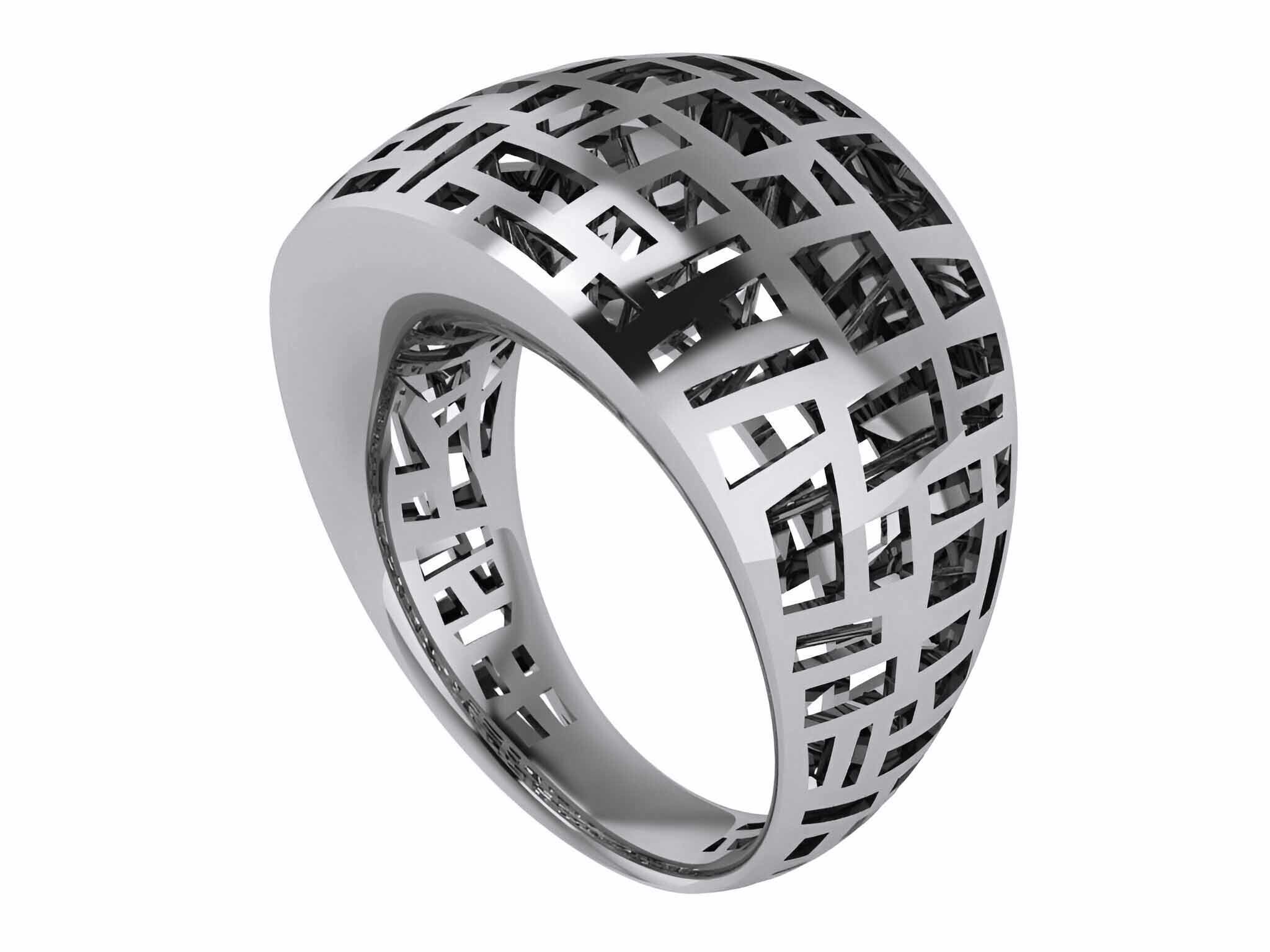 Woven Wire Mesh Plain gold ring 3D print model_1