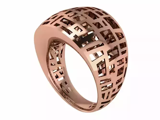 Woven Wire Mesh Plain gold ring 3D print model