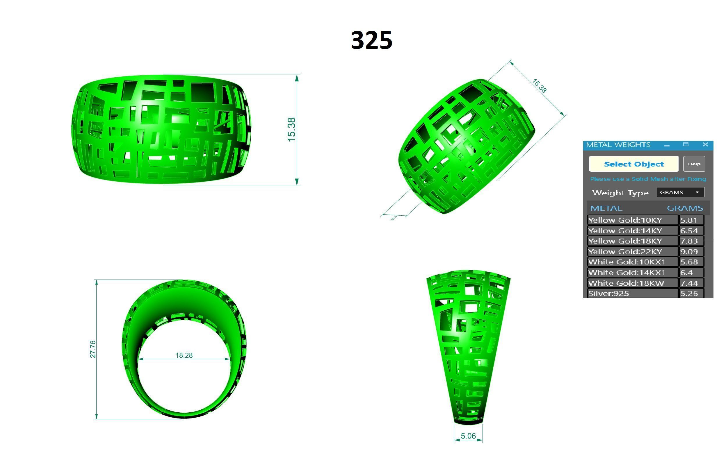 Woven Wire Mesh Plain gold ring 3D print model_3