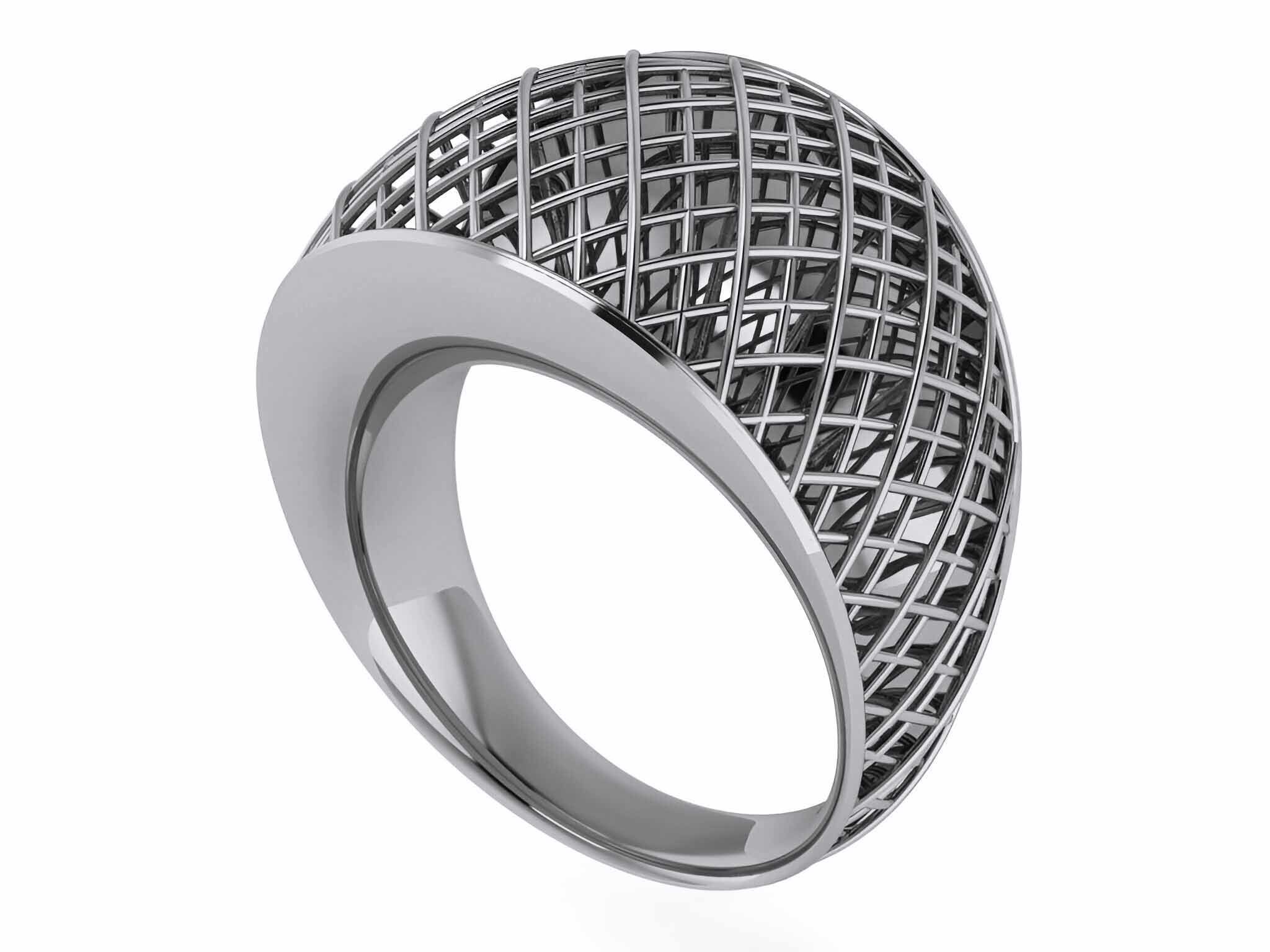 Woven Wire Mesh Plain gold ring 3D print model_1